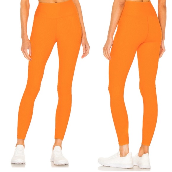Year Of Ours Orange Ribbed High Rise Leggings - Picture 1 of 13